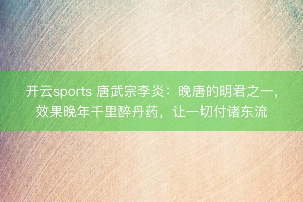 开云sports 唐武宗李炎：晚唐的明君之一，效果晚年千里醉丹药，让一切付诸东流
