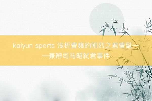 kaiyun sports 浅析曹魏的刚烈之君曹髦——兼辨司马昭弑君事件